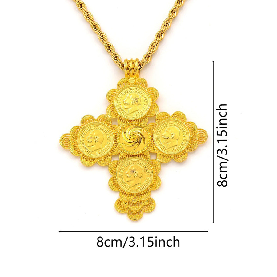 24k ethiopian big cross head pendant gold african eritrean traditional wedding