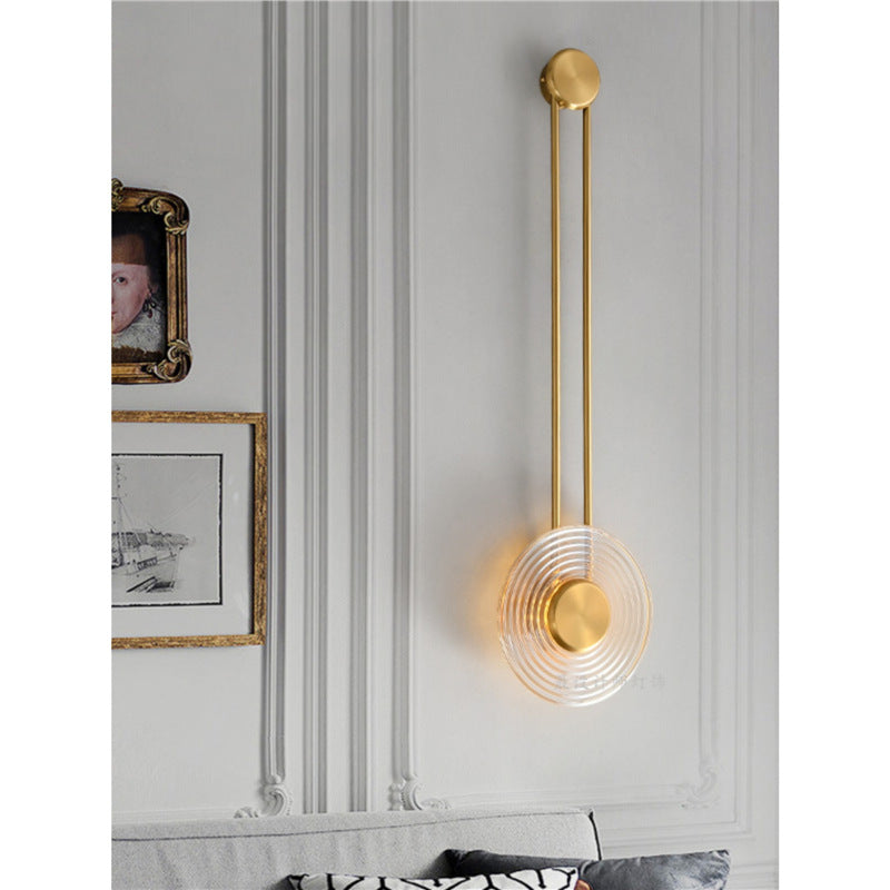 Modern minimalist wall sconce, long style, solid brass, for living room backdrop, hallway, aisle, glass ripple bedside, project wall lighting