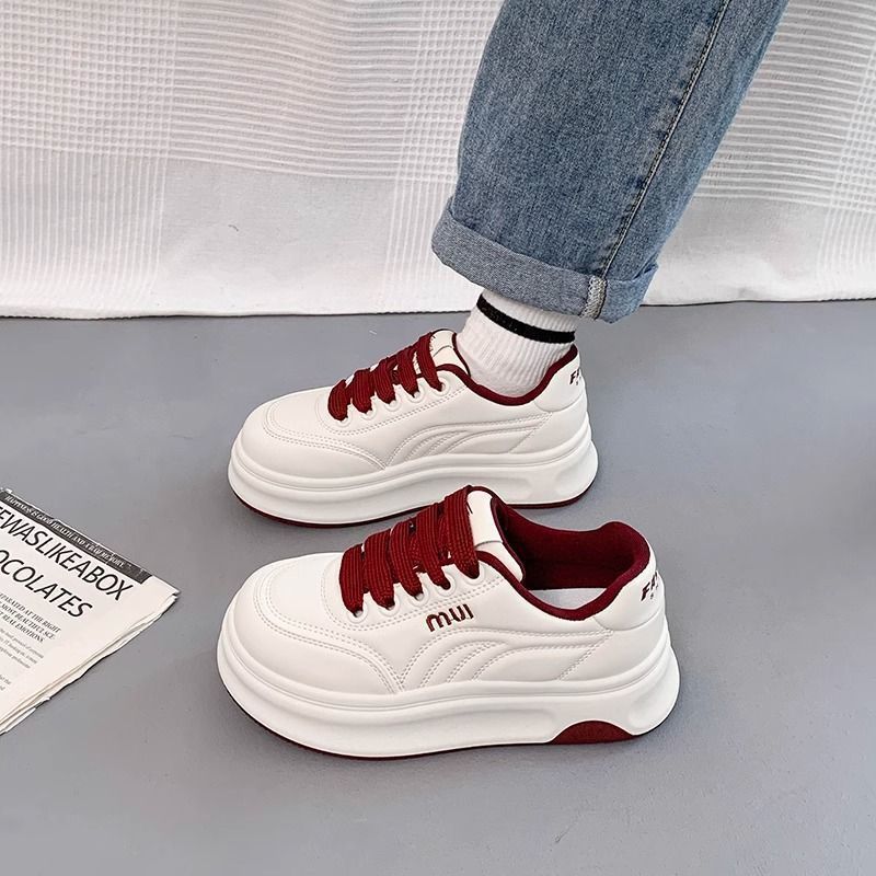 Girls' white sneakers: new spring/autumn  collection - chunky sole, versatile, warm, height-boosting, bestselling athletic skate shoes