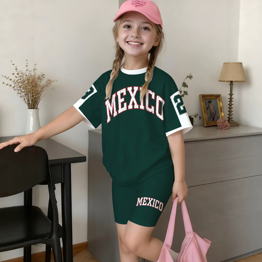 Wholesale girls' clothing: versatile t-shirt and shorts set - casual two-piece outfit, ready stock, direct supply