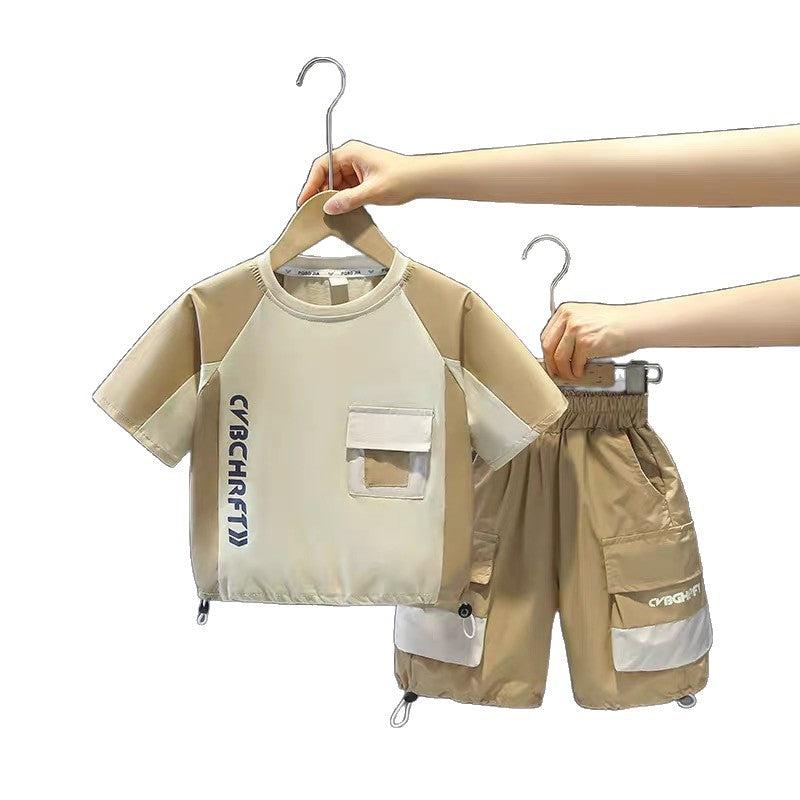 Boys' summer outfit  new summer collection - stylish short-sleeve top and shorts set for boys, wholesale for toddlers and young children