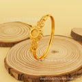 Trendy bohemian gold-plated copper bangle with open-end design - a high-end, luxurious bracelet perfect as a bridal gift