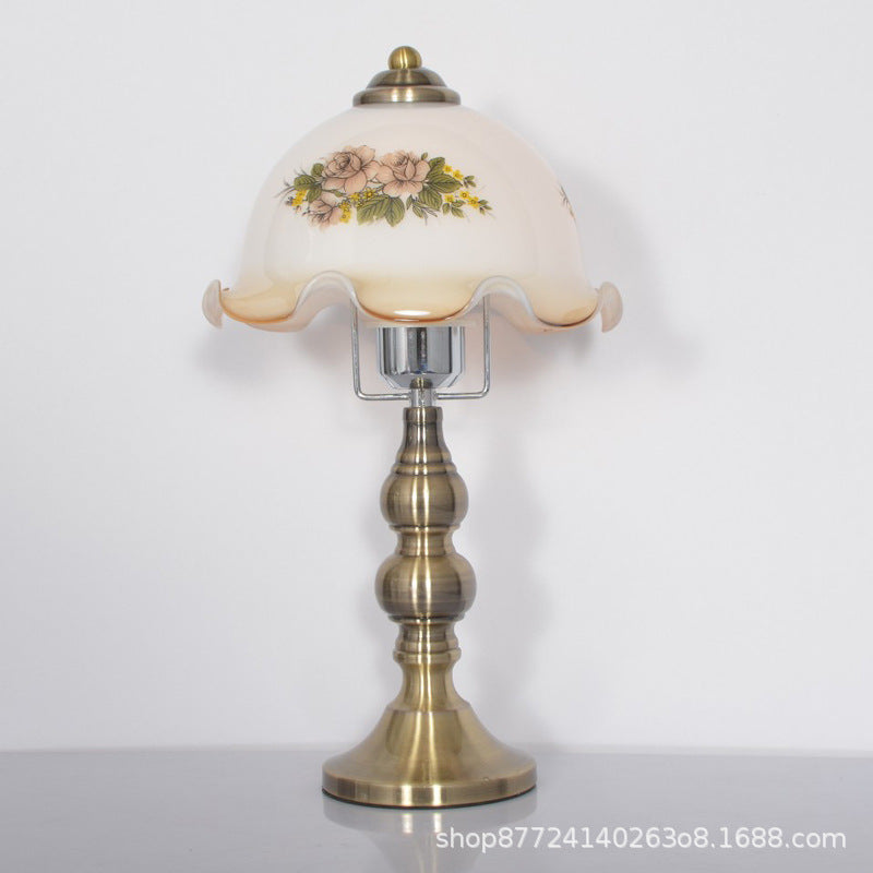 Antique neoclassical table lamp - bedroom bedside lamp - american retro country glass dimmable desk decorative night light