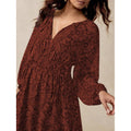 fashion bohemia retro printing loose a-line elegance lantern sleeve tie backdress women