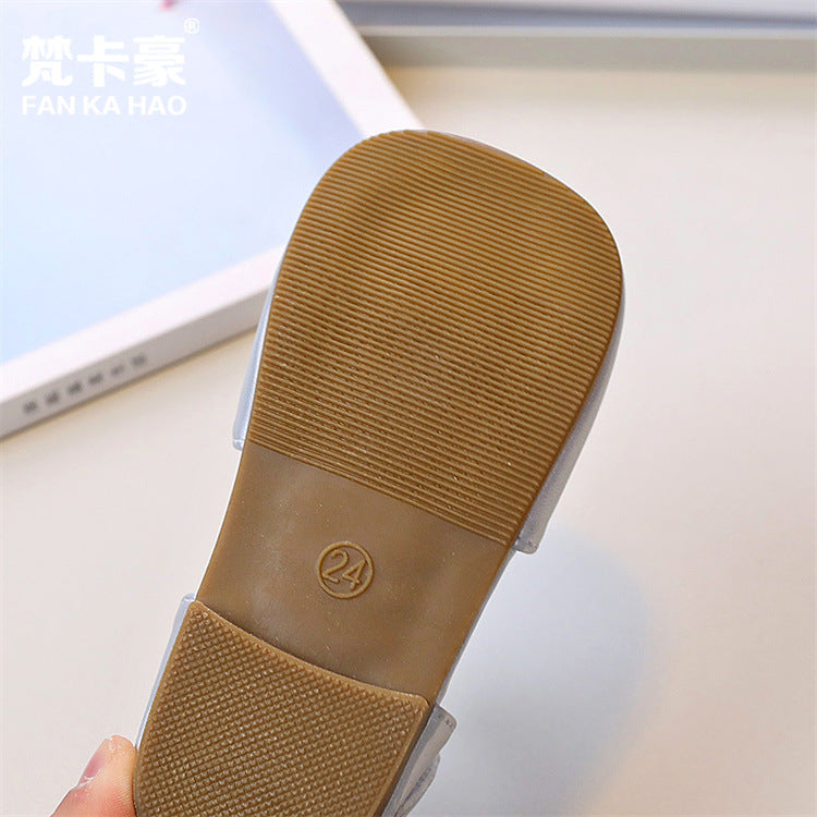Girls' princess shoes soft sole summer new fashion kids' shoes rhinestone toe cap chanel style sandals student beach shoes