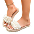 Plus size pearl elastic women's sandals -  summer collection - open toe roman beach sandals for wholesale