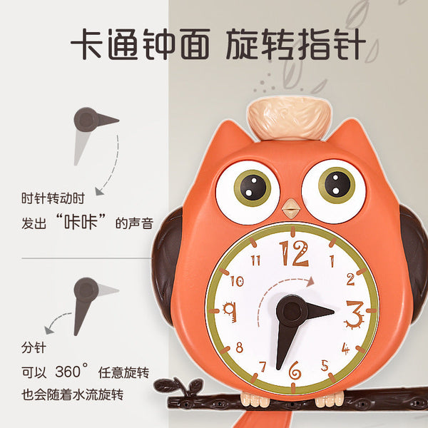Cross-border owl spinning music rocking clock baby bathroom bath cognitive play water shower children's toys