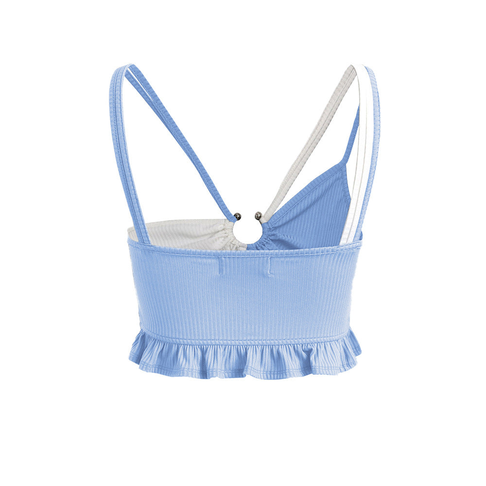 foreign trade y2k style women's clothing   spring and summer pure color silm navel-baring camisole tops