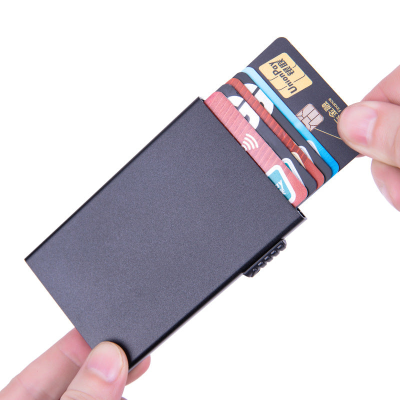 Manufacturer's automatic elastic card type card bag, card cover, metal anti-theft brush, anti-magnetic ID bag, RFID aluminum alloy card box customization