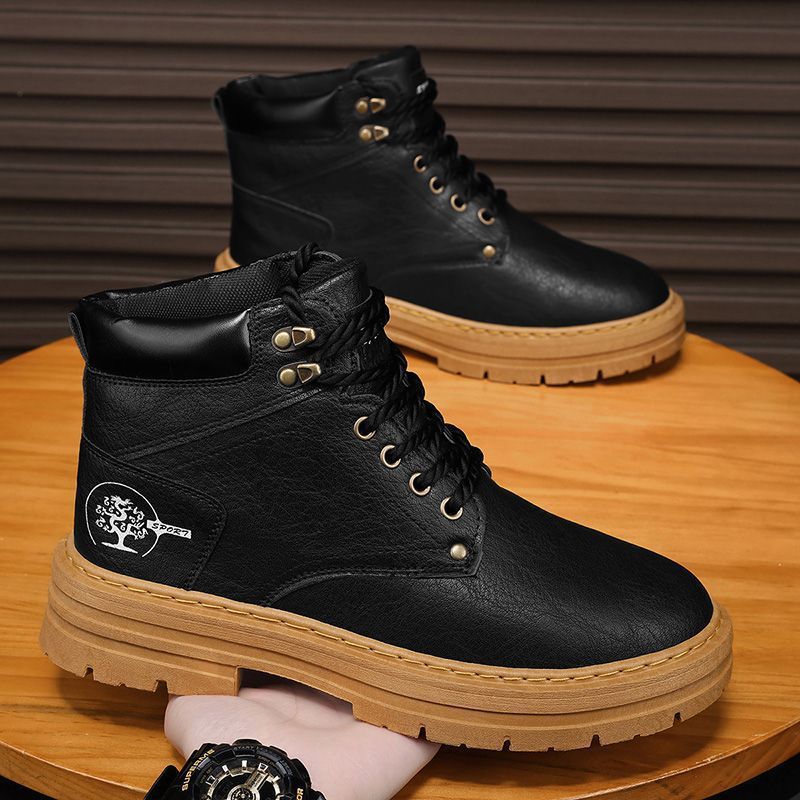 2025winternew arrivalhigh-top bootsmentrendyeasiest for matchthick solecasual leather shoesworkwear sneakerstrendy shoes for men
