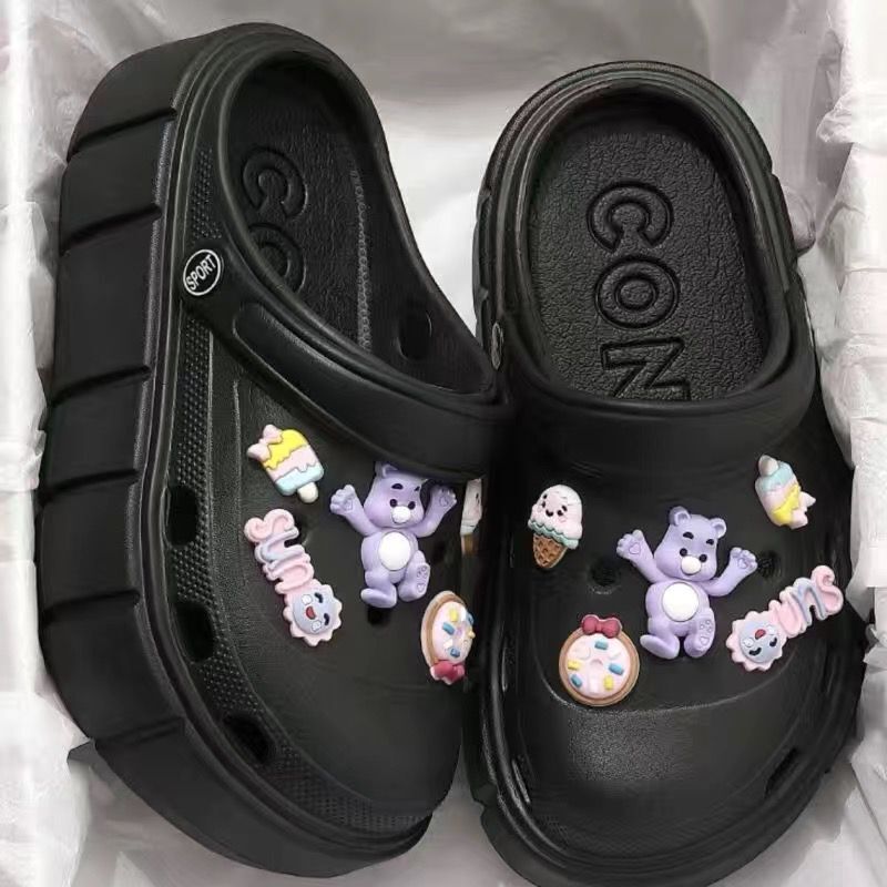 Crocs women's outwear 2025 summer new arrivalplatform shoesthick sole toe-cap half-slippers sandals easiest for matchnon-slip beach slippers