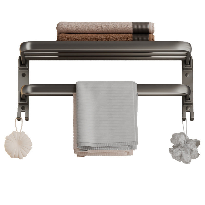 No punching gun gray towel storage rack bathroom space aluminum bath towel rack bathroom bathroom hardware pendant suit