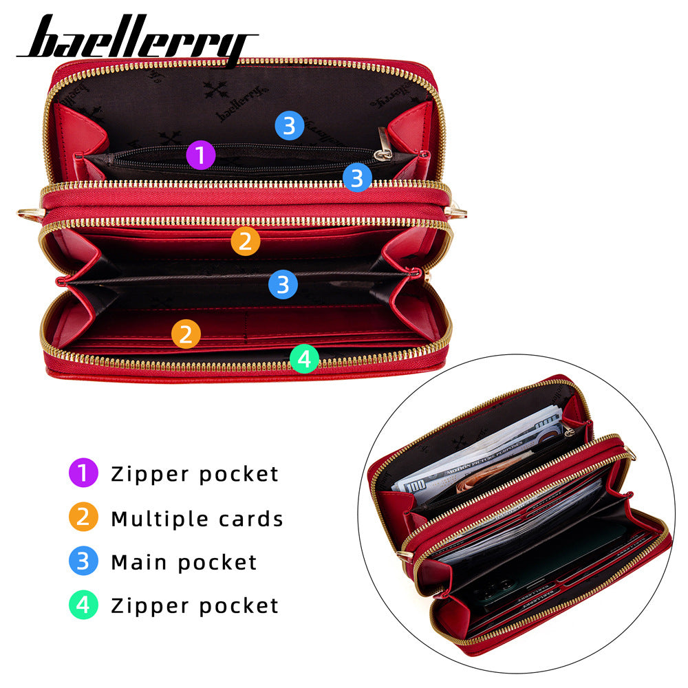 New baellerry women's wallet fashionable large-capacity diamond messenger bag premium zipper mobile phone bag