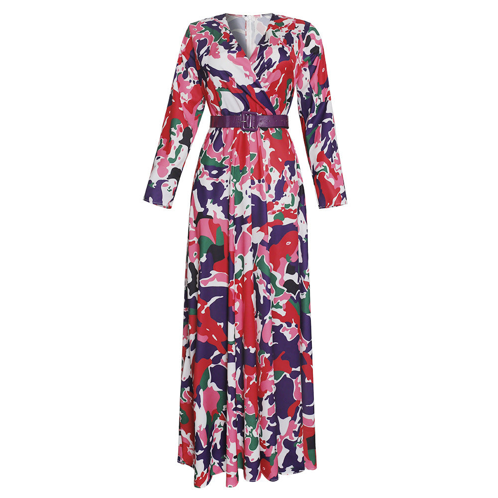African women's clothing  new plus size summer   elegant dress with belt
