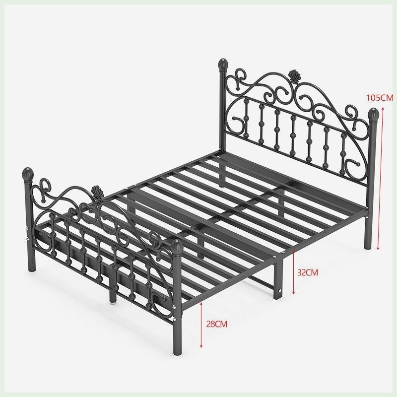 Wrought iron bed - thickened & reinforced, minimalist modern princess bed, trending online 1.8m, double bed, nordic single 1m, iron frame bed