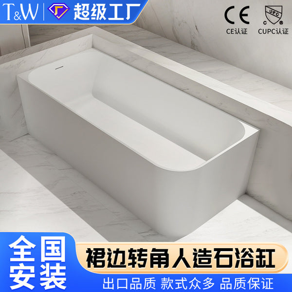 TW Travel freestanding artificial stone bathtub household left and right skirt corner small apartment hotel B & B bathtub
