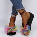 plus size wedge slippers for women 2025new arrivalexport herringbone sandals and slippers rhinestone bows seaside beach slippers