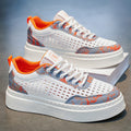 Men's summer breathable woven mesh versatile athletic casual trendy shoes - men's anti-slip thick-soled height-increasing white sneakers