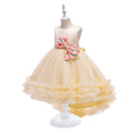 kids dress colorfulbows princess dress female flower girl wedding dress catwalk trailing skirt girl dress