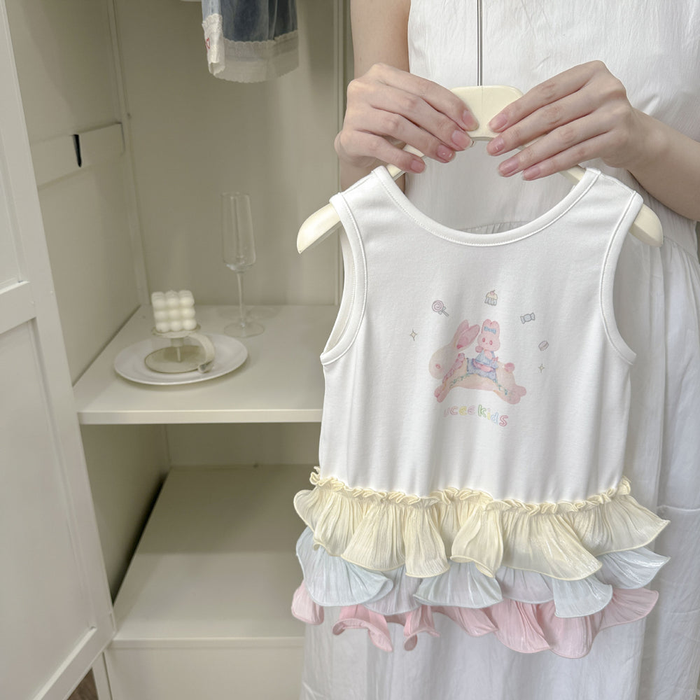 【summer clearance with free shipping】girls' tank dress -  summer new korean style kids' chic t-shirt dress
