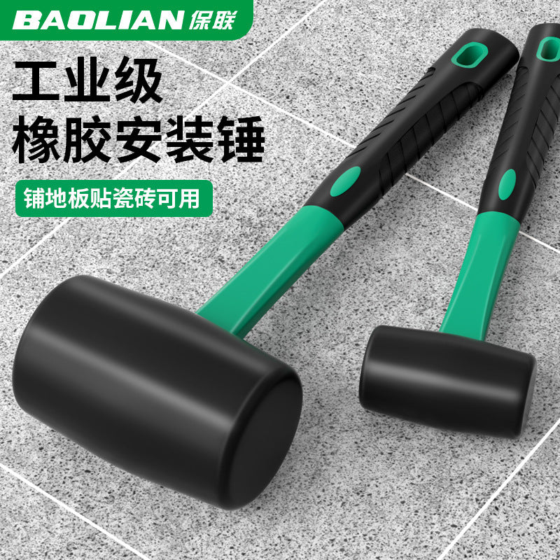 Solid rubber mallet - industrial grade, multi-purpose for home improvement, elastic for tile installation, flooring, and wall tile setting