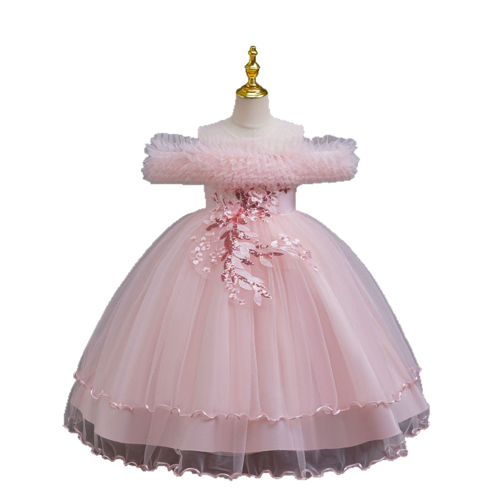 New arrival: children's princess dress - off-the-shoulder wedding gown, piano recital dress, baby girl dress for export