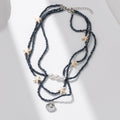 Black rice bead necklace wholesale cross-border shell necklace pearl women's niche design bohemian style clavicle chain