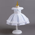 European and american new style airplane sleeve children's formal dress lace princess dress baby girl first birthday dress flower girl