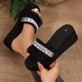 Platform thick solepopularlace rhinestone outwear sandals women's 2024 summer new style gentle fairy easiest for match flip flop