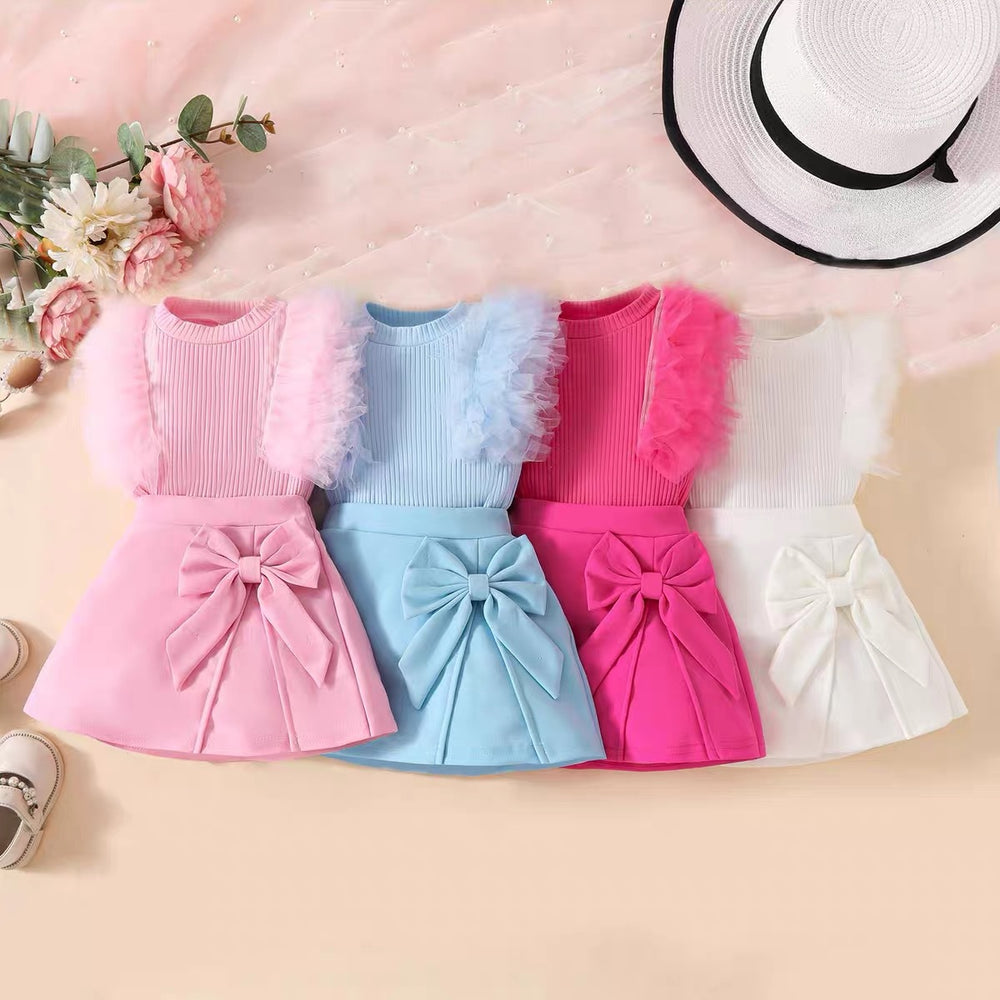 Baby girl's cross-border summer outfit  new fashionable short-sleeve kids' clothes shorts two-piece trendy set