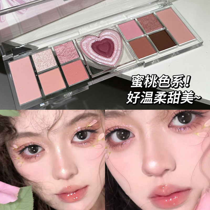 HERORANGE~ Heart twelve-color eyeshadow pearlescent shiny super flash matte blush high-gloss integrated disc multi-purpose