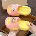 2026 summer new color block slides for women, versatile and cute cartoon design, comfortable thick sole eva height increasing thong sandals