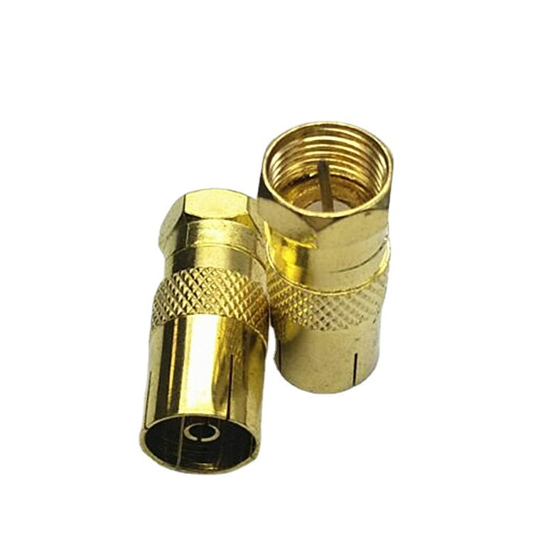 Factory Direct Gold Plated Thread Imperial F Head Rotary RF Female TV Female Cable TV Set Top Box Adapter