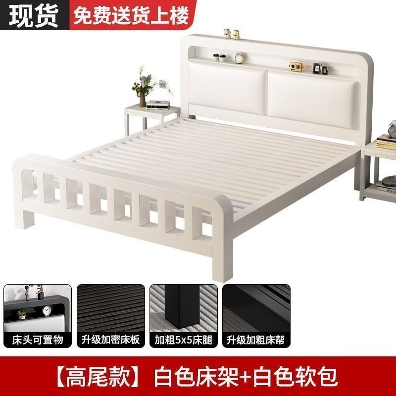 Iron frame bed double bed for home1.5 iron bed reinforced thickened1.8 economical kids single bed iron bed bedroom