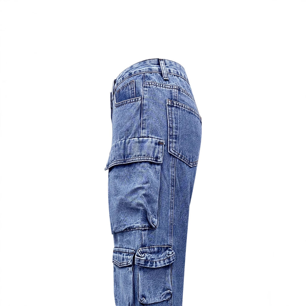 In stock - 20551#  cross-border e-commerce women's fashion european and american ins style new trendy cargo denim pants