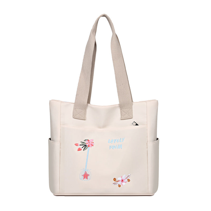 New fashion embroidered tote bag - women's large capacity versatile shoulder bag - trendy lightweight tote - mom bag
