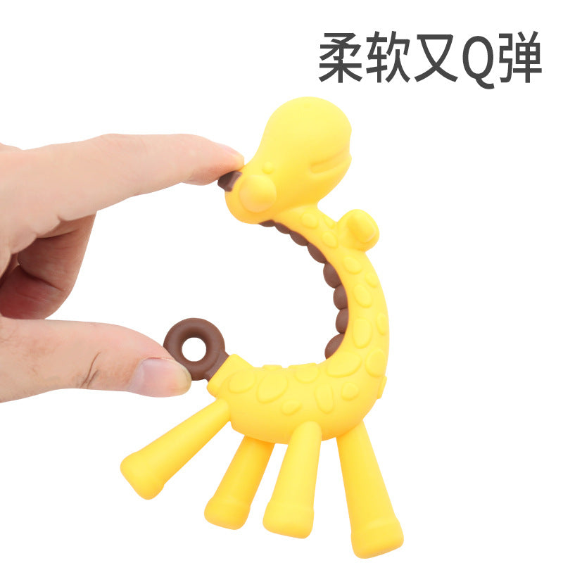 Baby molar stick food grade silicone bite music 3 months teething period baby soothing bite glue giraffe toothpaste