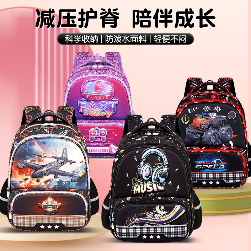 2025 new cute cartoon kids' backpack - large capacity, multi-compartment, lightweight, spine-protecting backpack for grades 1-3
