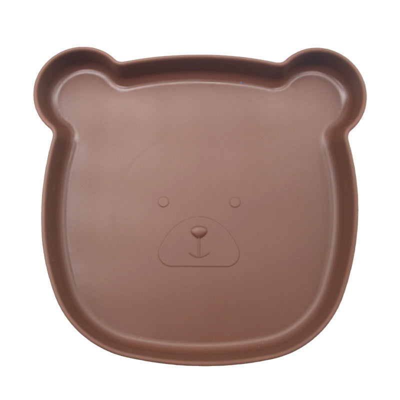 Customized silicone baby tableware set Children's complementary food bowl set Anti-drop grid tableware Silicone bib saliva pocket