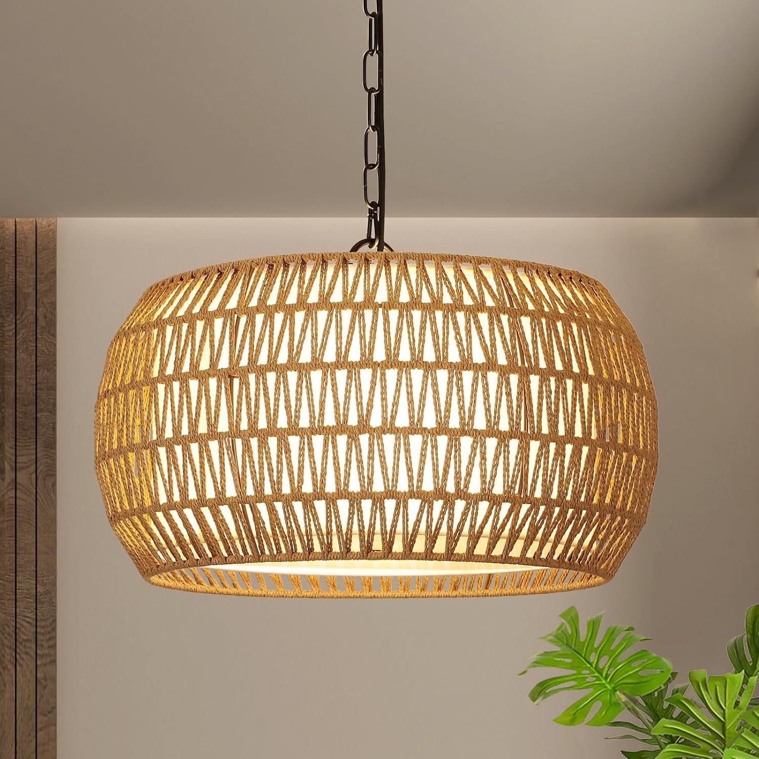 Cross-border  American wrought iron rattan chandelier country style hand-woven restaurant bohemian style chandelier