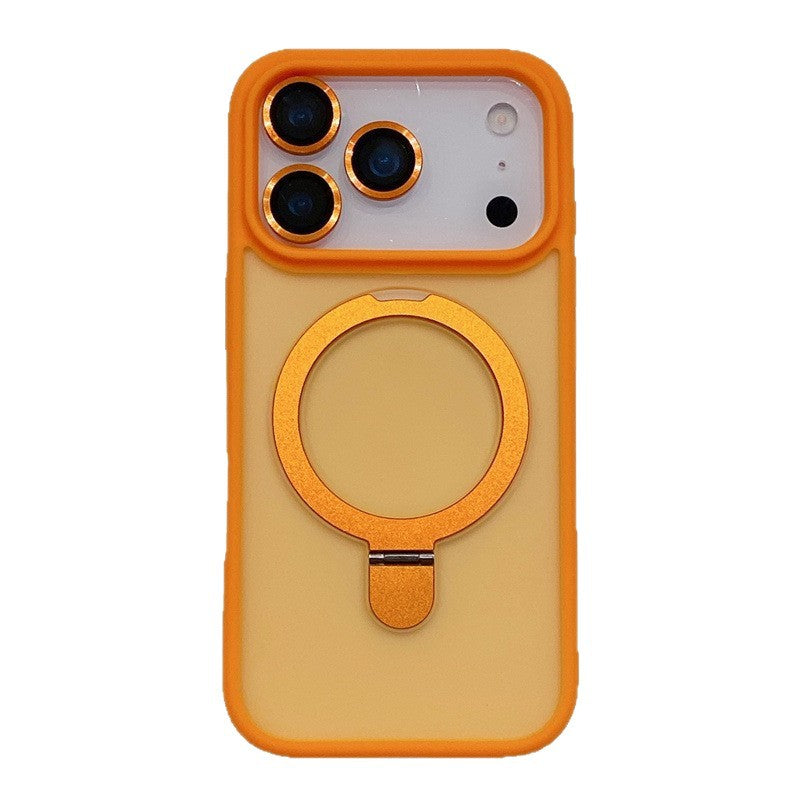 Suitable for iphone17promax frosted back plate magnetic holder mobile phone case apple 15 lens film anti-fall sheath