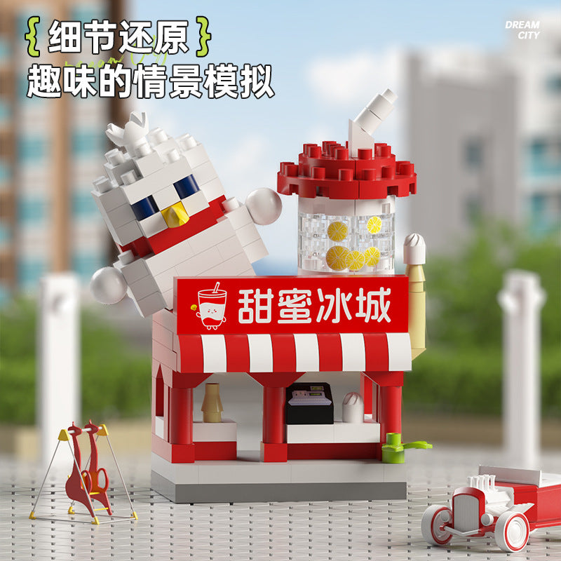 micro-particle building block mall department store chain street scene ornaments compatible with lego kids educational assembly toys