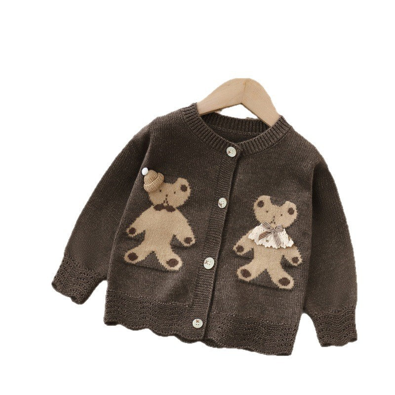 Girlsweateroutwearkidsknitting shirt2fall and winternew arrivalmaillard color sweatertops