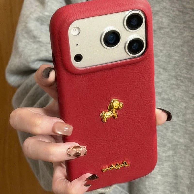 Xiaojinma new year case is suitable for apple 17 mobile phone case iphone13 leather pattern xiaomi huawei soft case 11 leather pattern