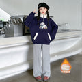 Girls' fleece-lined sweatshirt - autumn/winter  new collection - stylish outerwear for little girls - big kids' winter clothing - thickened children's top