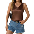 Real shot european and american cross-border women's spring and summer new arrival satin vest v neckcasual camisole shirt summer wholesale
