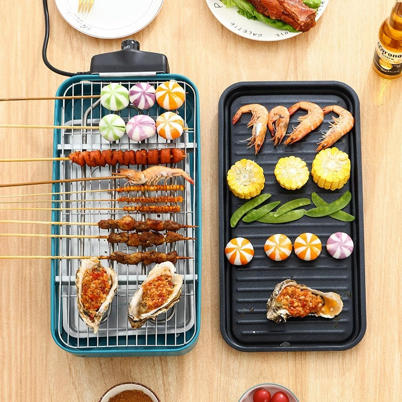 Electric rotisserie grill for home use - multifunctional bbq grill pan, korean style smokeless grill plate, bbq grill, rotating electric grill pan