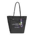 Korean style minimalist canvas tote bag for women, 2025 new arrival, super popular large capacity tote, plaid striped versatile shoulder bag