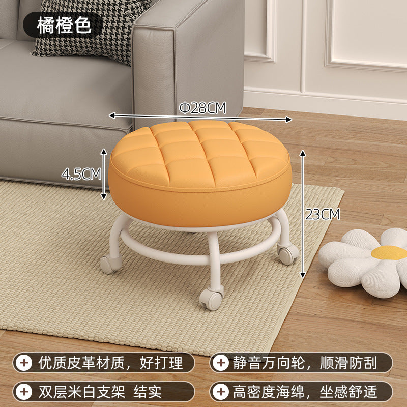Pulley low stool transparent small chair universal wheel stool toddler children acrylic beautiful seam household backrest small size