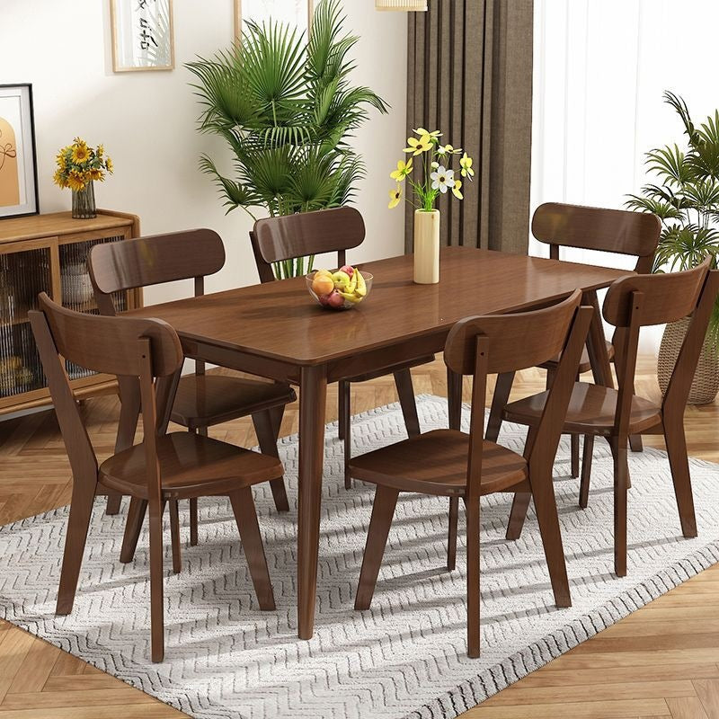 Minimalist home square solid wood dining table walnut color table dining table and chair set solid wood dining table and chairs